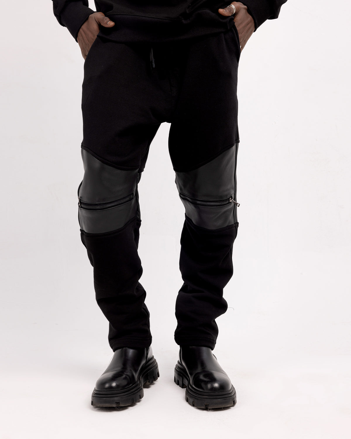 Front Zip Leather Pants