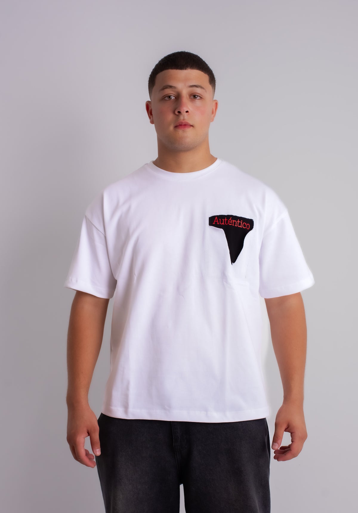 V Pocket White Oversized T-Shirt