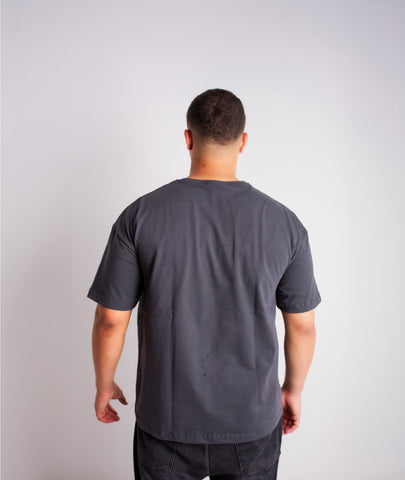 V Pocket Grey Oversized T-Shirt