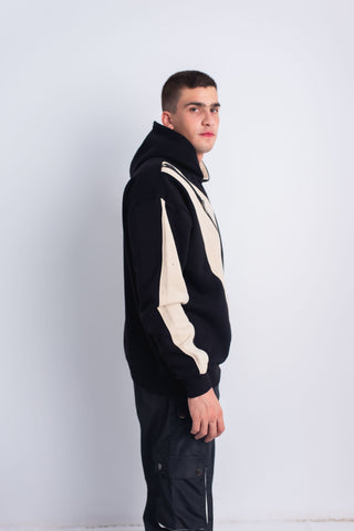 Black X Beige Zip-up Hoodie