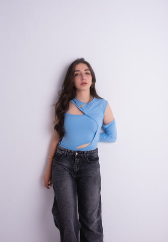 Vs Sky Blue Crop Top